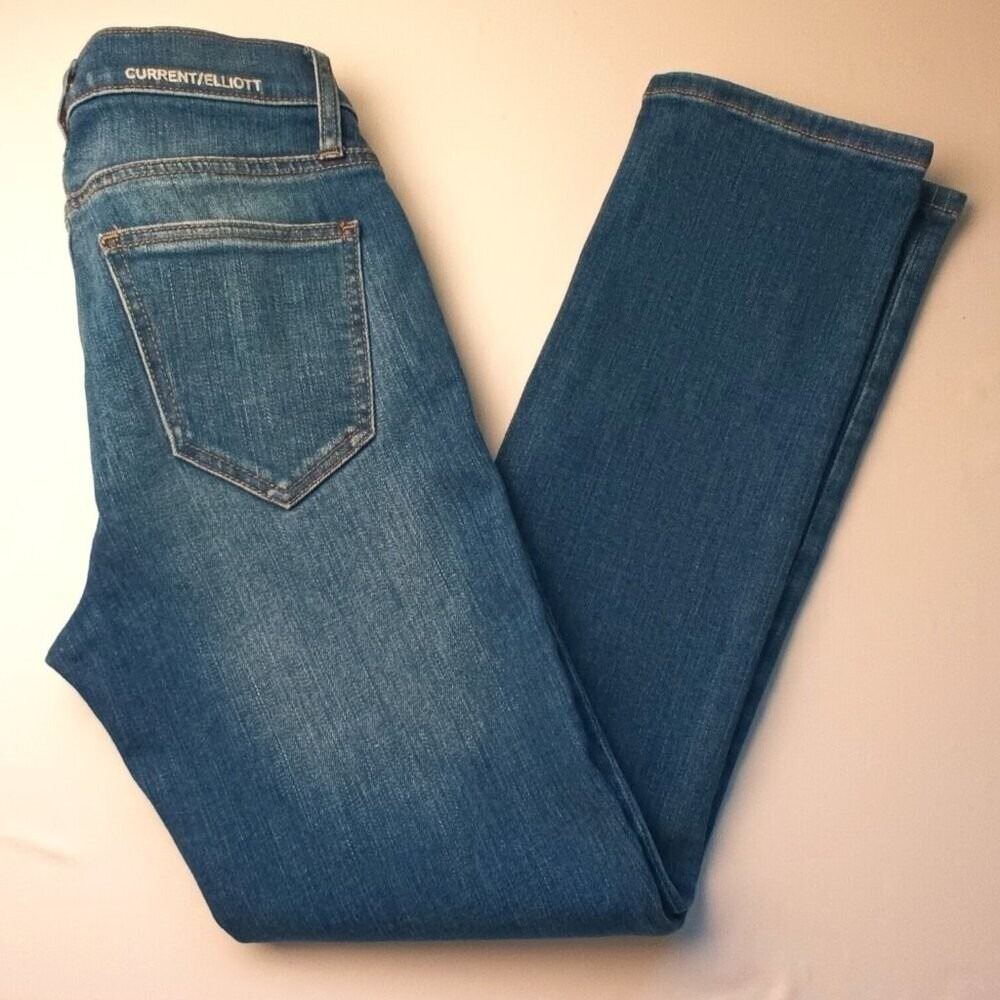 Current/Elliott Womens Distressed High Rise Skinny Jeans Size 24/0 Blue Stretch